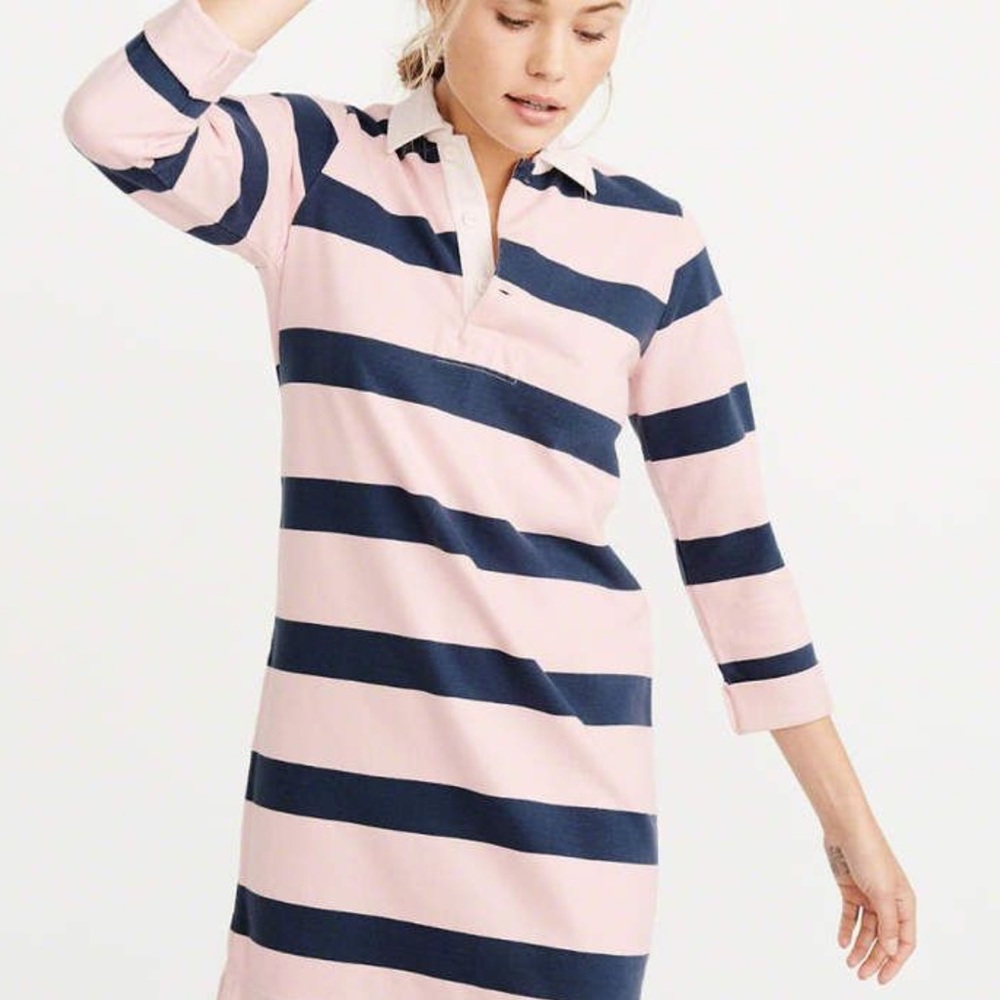 Abercrombie & Fitch The Rugby Cloth Striped Shirt Dress Preppy Y2K Size XS